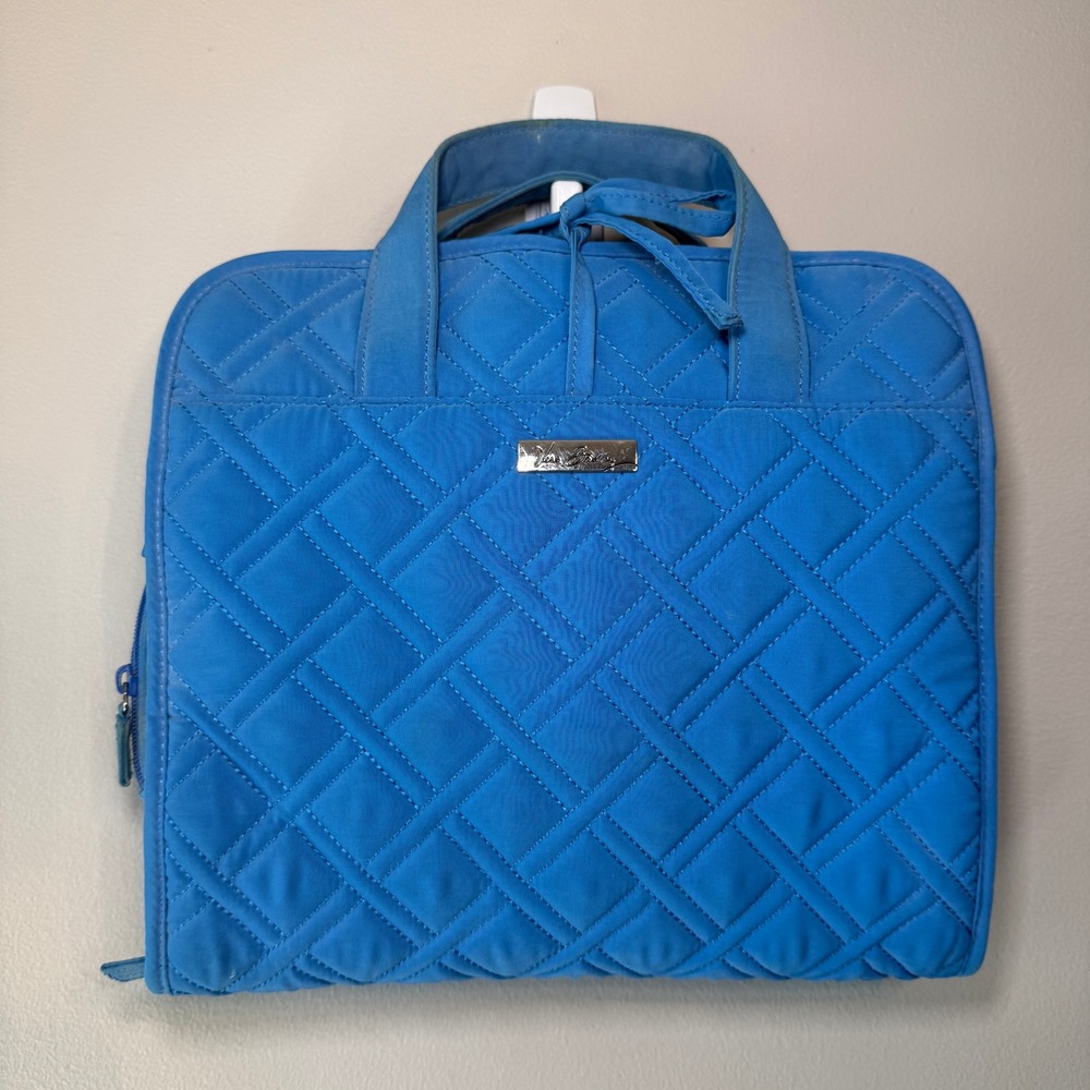 Vera Bradley Turquoise Blue Quilted Microfiber Hanging Travel Toiletry Organizer